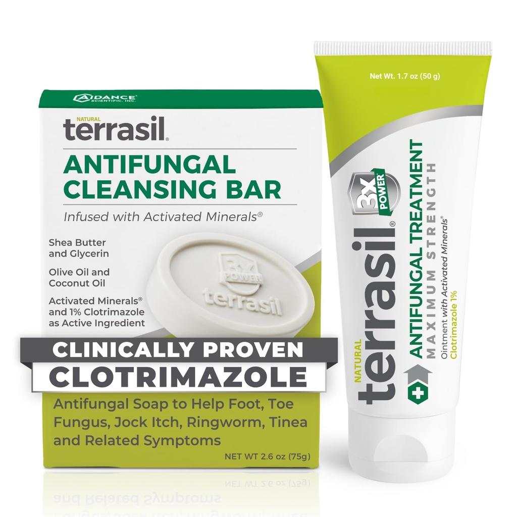 지질 항진균성 크림 + 항진균성 비누 2 제품 장비 임상적으로 입증 Clotrimazole 효과적인 처리 & 기복: Jock Itch Athletes 발 곰팡이 효모 감염 Ringworm (50g 관 & 75g 막대기)
