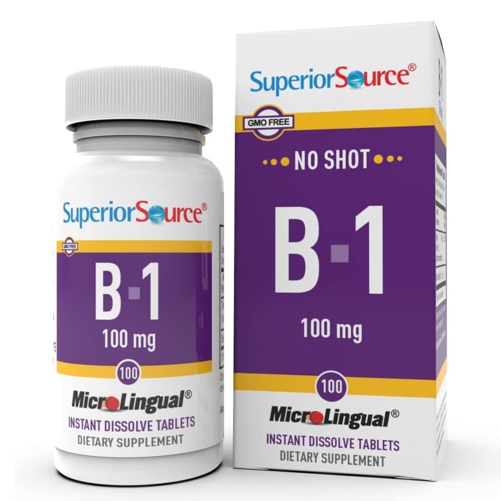 우량한 근원 B-1 100 mg - 비타민 B 보충교재는 건강한 에너지 & 성장을 지원합니다 - Thiamin를 가진 Nervous & Digestive 체계 지원 공식 - 100개의 Sublingual 해결 정제