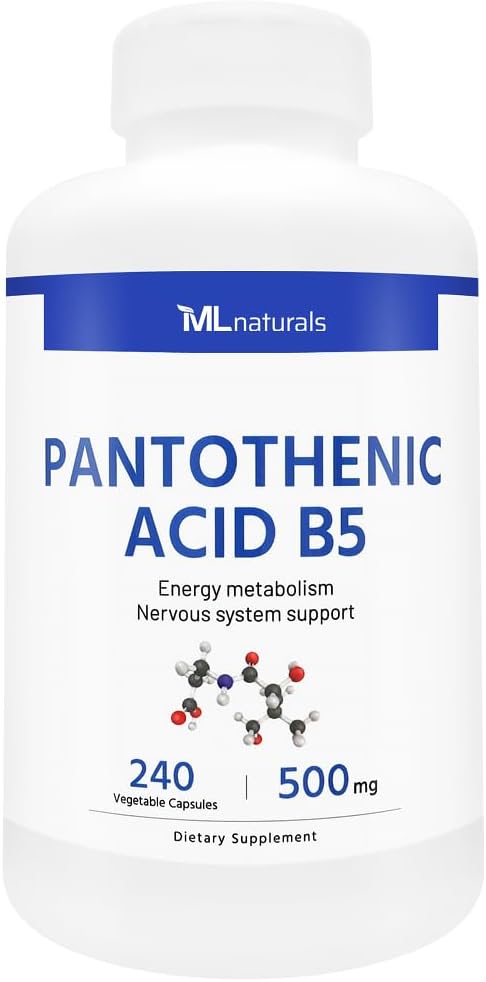 ML 자연 Pantothenic 산 B5 240 야채 캡슐. 에너지 대사, 신경 시스템 지원, NSF 인증 및 cGMP 준수
