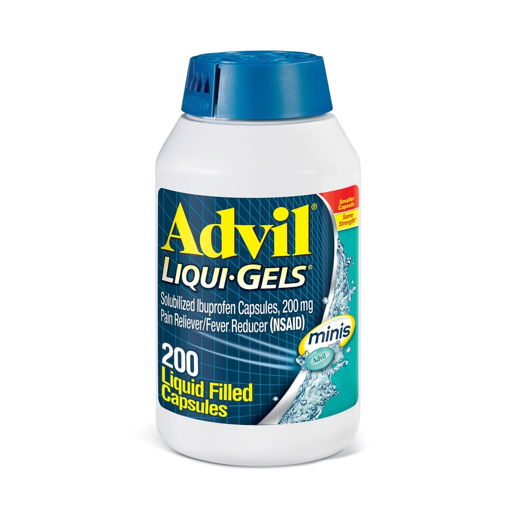 Advil Liqui-Gels minis Pain Reliever와 Fever Reducer, 통증 완화를위한 Ibuprofen 200mg 성인을위한 통증 의학 - 200 액체 채워진 캡슐