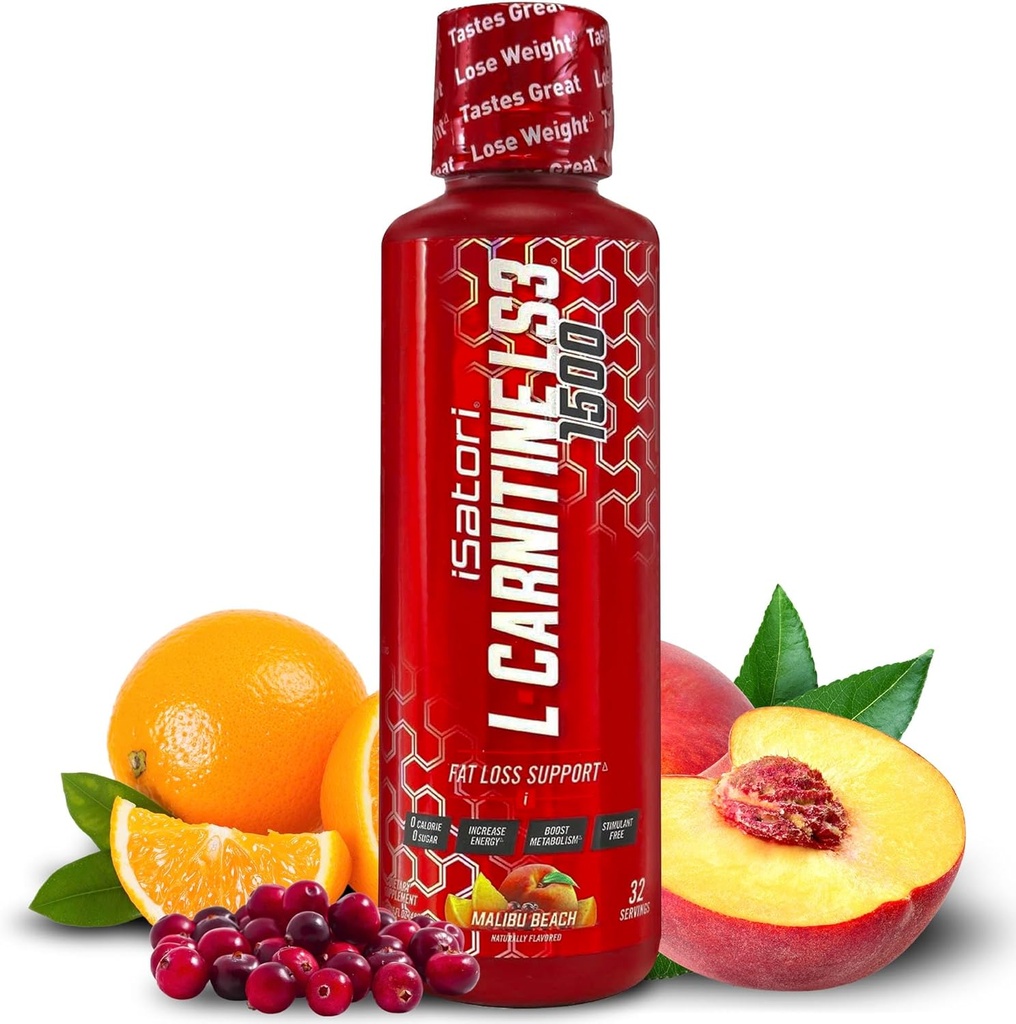 iSatori L-Carnitine LS3 1500, Triple-Blend Liquid L Carnitine Supplement, Acetyl & Tartrate, Stimulant Free Energy, Low Calories, Sugar 또는 Gluten, Keto-Friendly, Malibu Beach flavor (32 서빙)