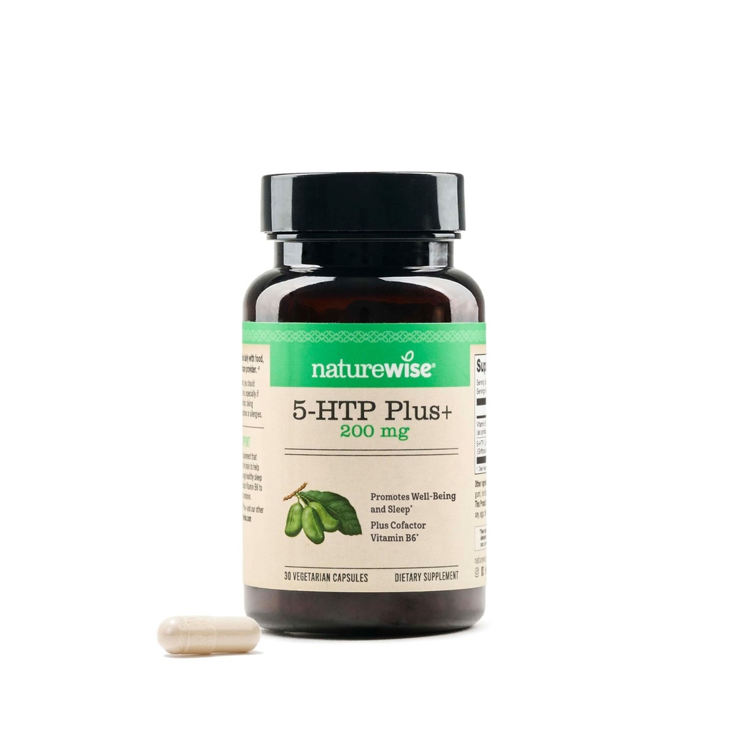 NatureWise 5-HTP 200mg Cofactor Vitamin B6와 Griffonia Seeds에서 보충 - 성인을위한 무드 지원 및 자연 수면 보조 - 데레이드 - 릴리즈, 채식 - 30 카운트 [1 개월 공급]