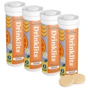Drinklits Orange Daily Electrolyte Hydration Tablets (4) 튜브 번들 | 0g Sugar – 천연 스포츠 음료 – 훌륭한 맛 | 4 팩 (40 인분)