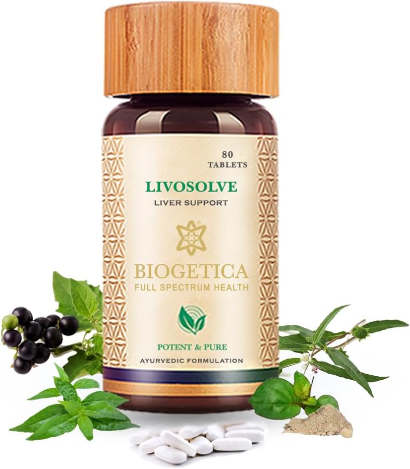 Biogetica Livosolve Liver Care를위한 초본 보충 - Total Liver Support, Cleanse & Detox, 세포 보호 및 효소 - 100 % Vegan Non-GMO - 80 정제