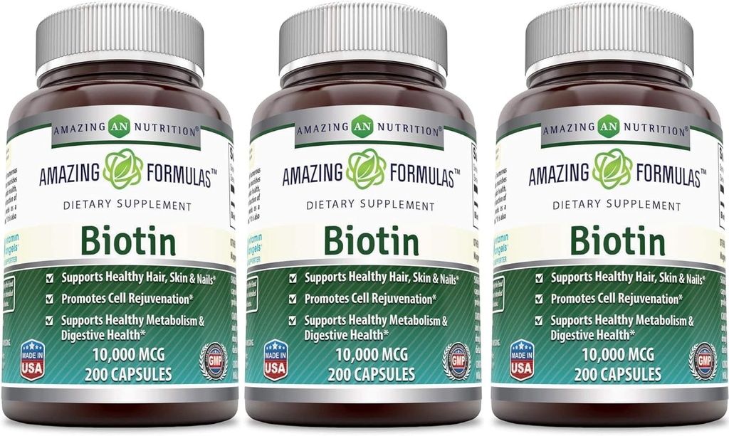 놀라운 영양 Biotin 10,000 Mcg 다이어트 보충, 200 캡슐 (200 캡슐)
