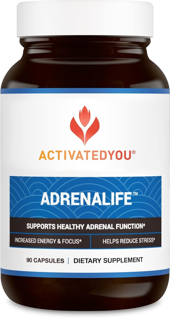 ACTIVATEDYOU AdrenaLife- Calmness 및 Relaxation Adrenal Support는 스트레스 완화, 휴식 수면 및 집중 에너지 w/Magnesium, 비타민 B12, & Rhodiola Rosea Extract (90 캡슐)에 대한 보충을 지원합니다.