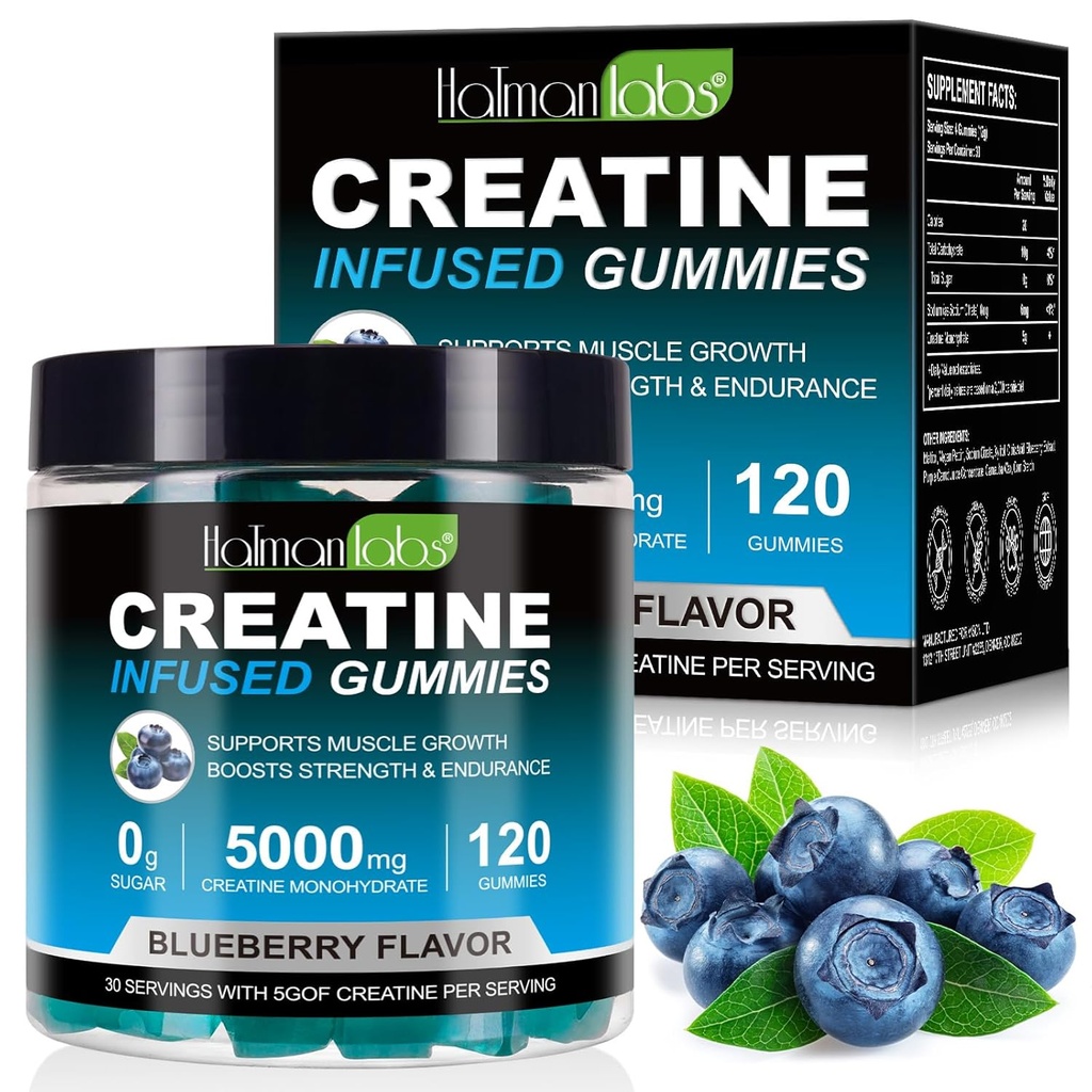 남자 & 여자를 위한 Creatine Gummies - 120 조사, 5000mg Creatine Monohydrate, 영 설탕, 근육 성장 & 힘 승압기, 전 운동 에너지 보충교재