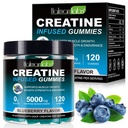 남자 & 여자를 위한 Creatine Gummies - 120 조사, 5000mg Creatine Monohydrate, 영 설탕, 근육 성장 & 힘 승압기, 전 운동 에너지 보충교재
