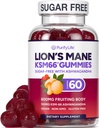 Sugar Free Lion Mane Supplement Gummies with KSM-66 Ashwagandha - Cognition, Brain Fog, Mental Clarity, Focus & 스트레스 지원을위한 Nootropic 보충 - 미국산 천연 베리 맛