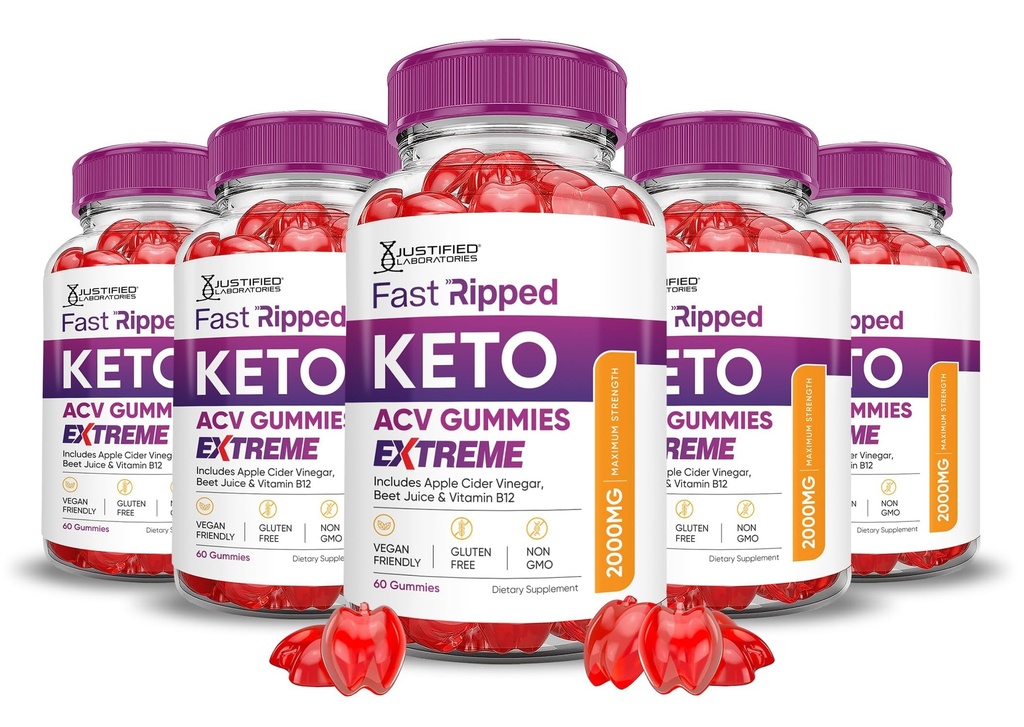 Justified Laboratories (5 팩 빠른 Ripped Keto ACV Gummies 극단적 인 2000MG 빠른 Ripped Keto Gummies Apple Cider Vinegar Pomegranate Beet 주스 분말 B12 Vegan 비 GMO 300 거미