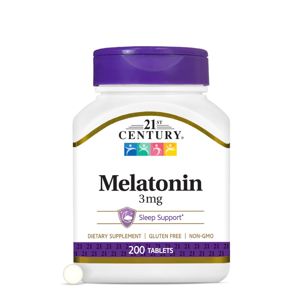 21 세기 Melatonin 3mg Gentle 힘 정제, 200의 조사, 성인을 위한 잠 원조는, Relaxation & Restful 잠, 비 Habit 형성, 글루텐 자유로운, 비 GMO를 승진시킵니다