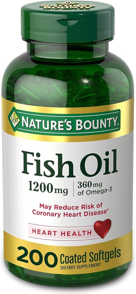 자연의 Bounty, Dietary Supplement, Omega 3. 지원 심장 건강, 1200 Mg, 200 급속한 방출 Softgels에 의하여 FIsh 기름