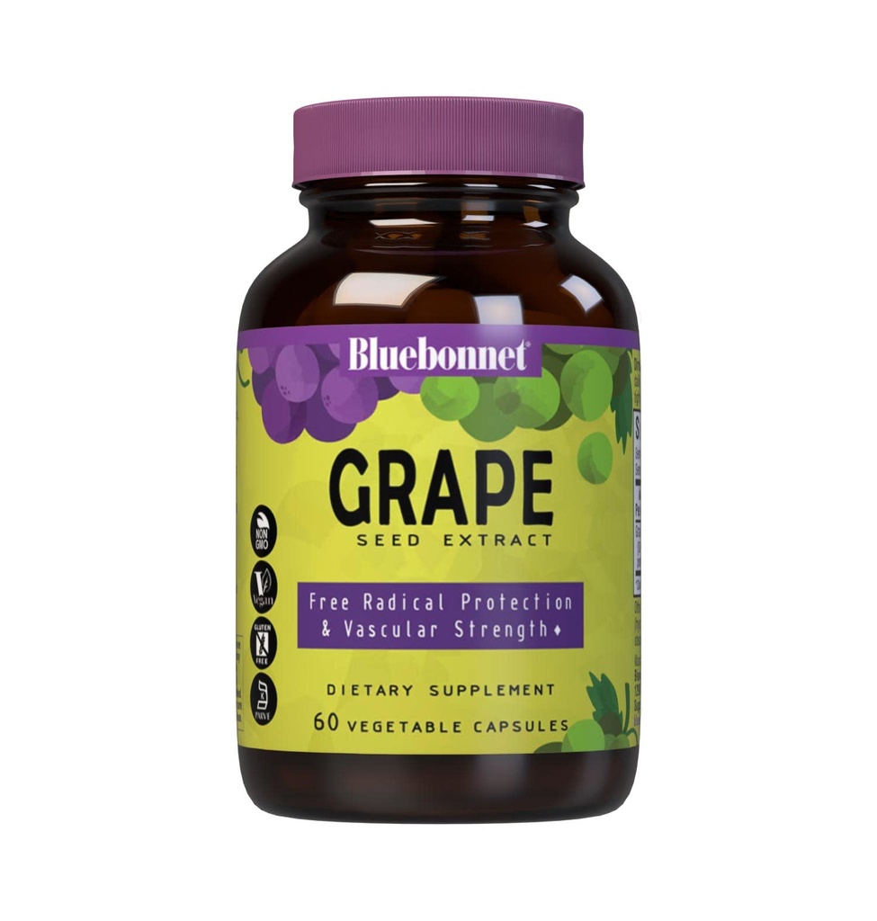 BlueBonnet 슈퍼 과일 포도 씨앗 추출물 보충교재, 60 조사, 화이트 (743715008403)
