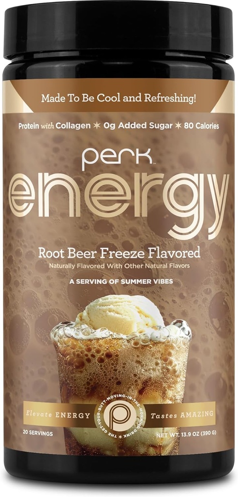 Perk Energy Original Root Beer 냉동 맛 (20 인분) - 글루텐 무료, 콩 무료 및 땅콩 무료