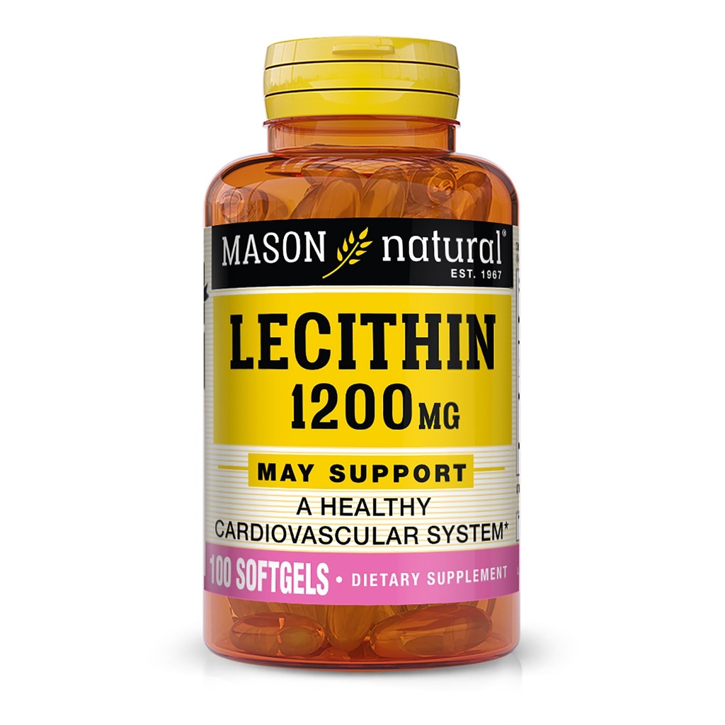 MASON NATURAL Lecithin 1200 mg - 건강한 심혈관 체계는, 간과 재생산 건강, 100 Softgels를 승진시킵니다