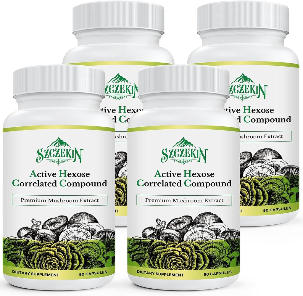 활동적인 Hexose Correlated 화합물 1500 mg 보충교재, 자연적인 8 버섯 추출물 보충교재, 면역 체계, 간결 기능, 자연적인 살인자 및 T 세포 활동, 360 Veggie 캡슐