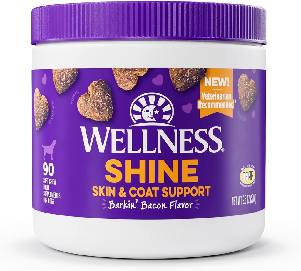 Wellness Barkin' Bacon 맛있은 연약한 Chew 피부 & 외투는 개, 90 조사를 위해 보충합니다