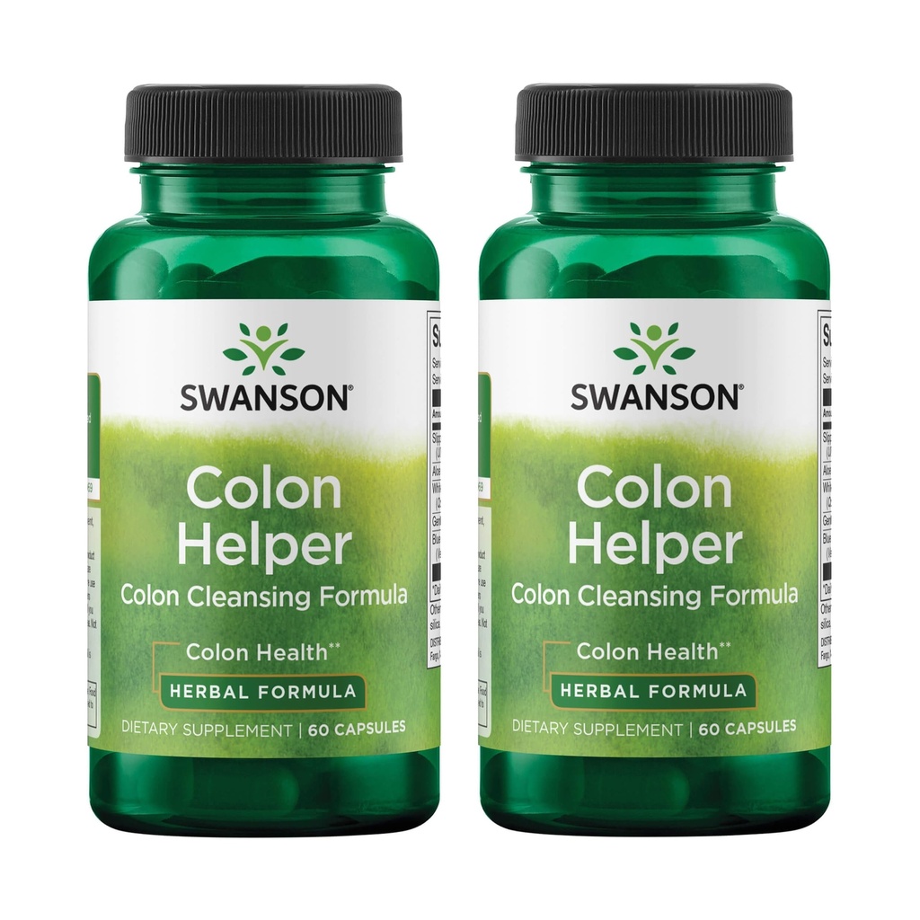 Swanson Colon Helper - Vervain, Goldenseal Root, Slippery Elm Bark 및 More - 초본 보충 건강한 제거 - (60 캡슐) (2 팩)