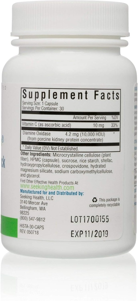 건강 정보 | 히스타민 블록 | DAO 보충교재 효소 | 음식 Intolerance | 히스타민 Intolerance | GI Tract Supplements | Dhist 60 캡슐