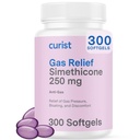 Curist Gas Relief Simethicone 250 mg Softgels (300 카운트) - 소화 구호, Bloating Relief & 성인 보조 가스 및 Bloating 구호를위한 Anti Flatulence 가스 약 (300 소프트 젤)