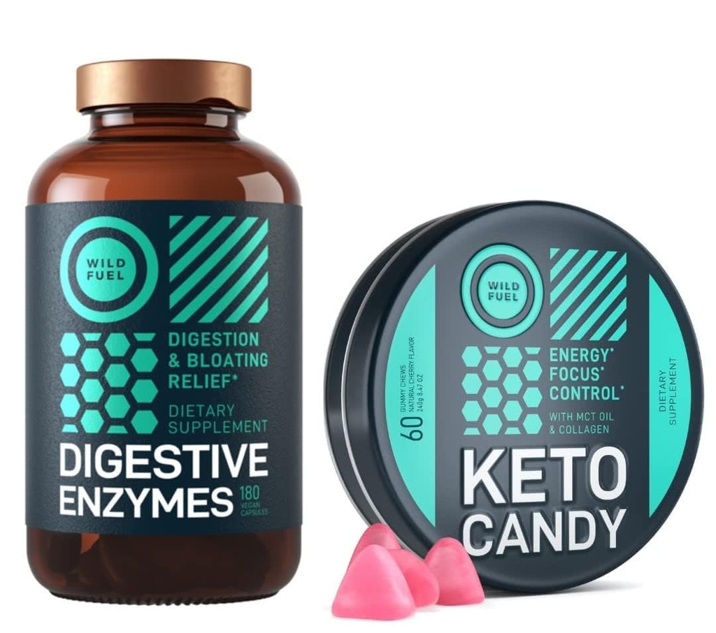 WILD FUEL Keto Candy with MCT Oil and Collagen and Digestive Enzymes with Probiotic and Prebiotic 번들