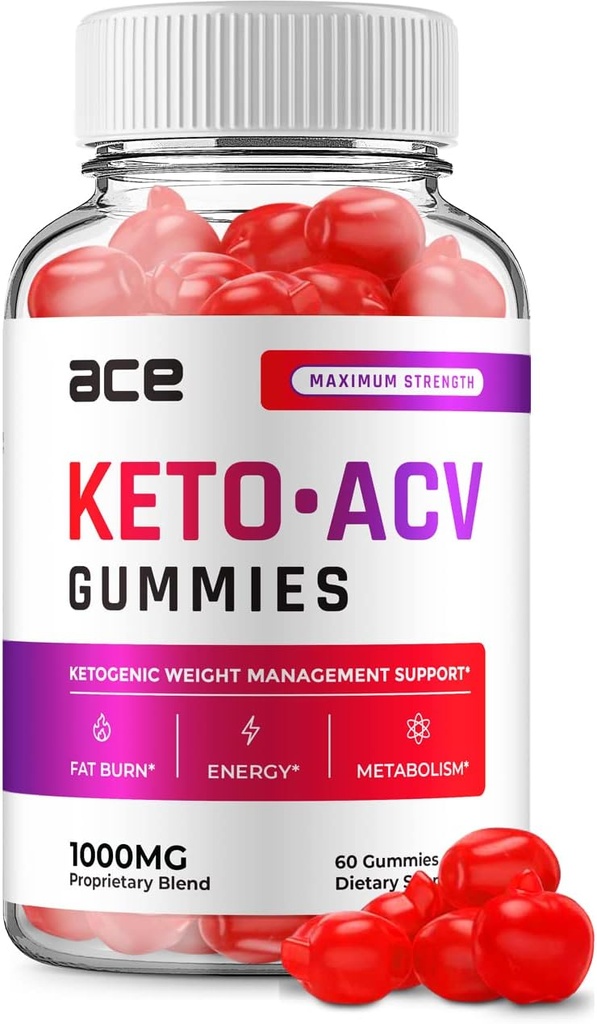 Ace Keto ACV Gummies - 고급 공식 에이스 Keto Plus ACV Gummies Apple Cider Vinegar Ace ACV, 무게 관리, 다이어트 보충 리뷰 남자 여자 (60 Gummies)