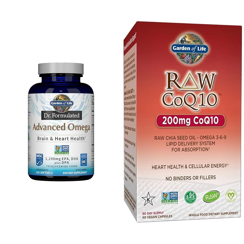 생명 박사의 정원 공식화 고급 오메가 물고기 기름 - 레몬, 1,290mg EPA, DHA + DPA & 채식 오메가 3 6 9 보충 - 익지않는 CoQ10 Chia씨 기름 전체적인 음식 영양
