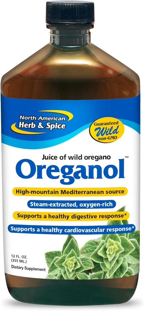 NORTH AMERICAN HERB & SPICE Oreganol P73 주스 - 12 fl oz, 5 팩 - 야생 Oregano 오일 - 심장 및 소화 건강 - Kidney, Pancreas & Liver 지원 - Non-GMO - 865 총 서빙