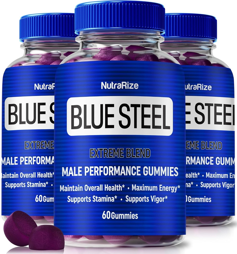 (3 팩) 남자를 위한 파란 강철 Gummies, 부스트 Confidence 및 전반적인 건강에 매일 영양, 최고봉 성과를 지원하는 모든 자연적인 보충교재, 공식적인 남성 거미, BlueSteel 검토 (180의 Gummies)
