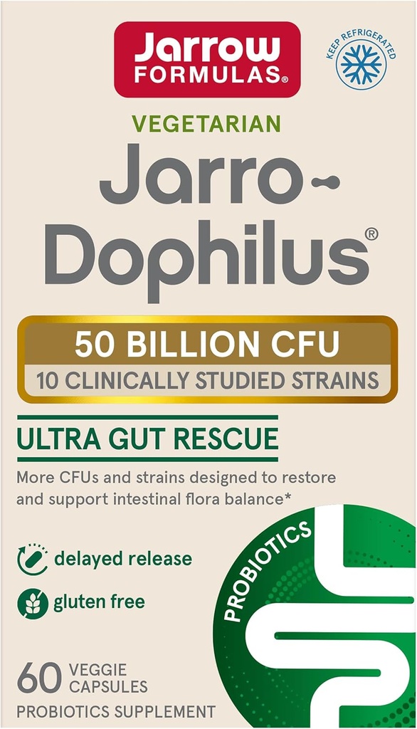 Jarrow Formulas Jarro-Dophilus Ultra - 서빙 당 50 억의 생생한 조직 - 60 지연 릴리즈 Veggie Caps - 복원, 보호 및 유지 Intestinal Flora - 60 서빙