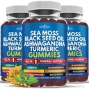 Sea Moss Gummies, Sea Moss, Black Seed, Ashwagandha, Turmeric, Manuka Honey, ACV, Dandelion, Black Pepper, Burdock, Bladderwrack, Vegan- 180 카운트