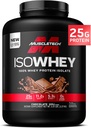 근육 기술 ISO Whey Isolate Protein Powder, Chocolate - Lean Muscle Gain, Body Building Weight Gainer & Recovery 용 포스트 운동 체육관 보충 - 25g Protein, BCAA, EAA 및 0 추가 설탕 - 5lbs