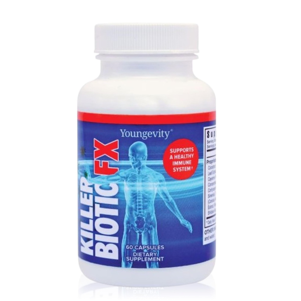 Youngevity Killer Biotic FX - 면역 체계 지원 | Bee Propolis, Mushrooms & Colostrum의 원천 | 천연 면역 지원 | 60 캡슐