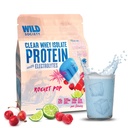 WILD SOCIETY - 명확한 Whey Protein + Electrolytes - Whey Protein Isolate Powder - 20g Protein, 0 Sugar 추가, GMO-Free, 천연 향 및 색상 - 로켓 팝, 16 oz