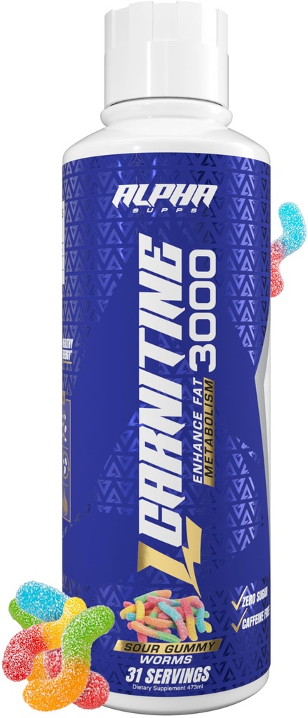 Alpha Supps L Carnitine Liquid 3000 | 남성 및 여성을위한 Stimulant-Free L-Carnitine 보충 | 사전 운동 에너지 부스트 및 근육 회복 | 제 설탕, 지방 및 탄수화물 | 31 인스 타 그램