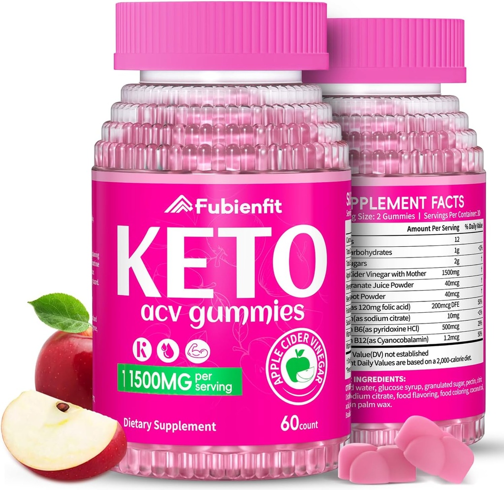 (2 팩) Keto ACV Gummies 진보된 공식 1500MG Keto Gummies Apple Cider Vinegar는 Pomegranate Beet 주스 분말 B12 Vegan 비 GMO 120 거미로 공식화했습니다