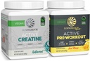 Active Preworkout Hydration Blend & Creatine Monohydrate Powder Set | 번들 및 저장 | Non-GMO Soy Dairy Filler & Gluten Free (60 인분되지 않은 크레아틴, 30 인분 Yuzu Mango Pre Workout)