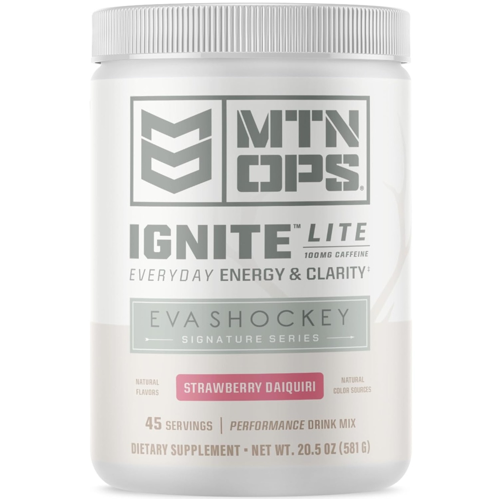 MTN OPS Ignite 라이트 에너지 음료 분말 글루텐 무료 니트로 산화물 보충 음료 혼합, L 아르기닌, L Citrulline, 카페인 & Nootropic 설탕 무료 음료 혼합, 45의 서빙, 바베큐리 맛 에바 충격