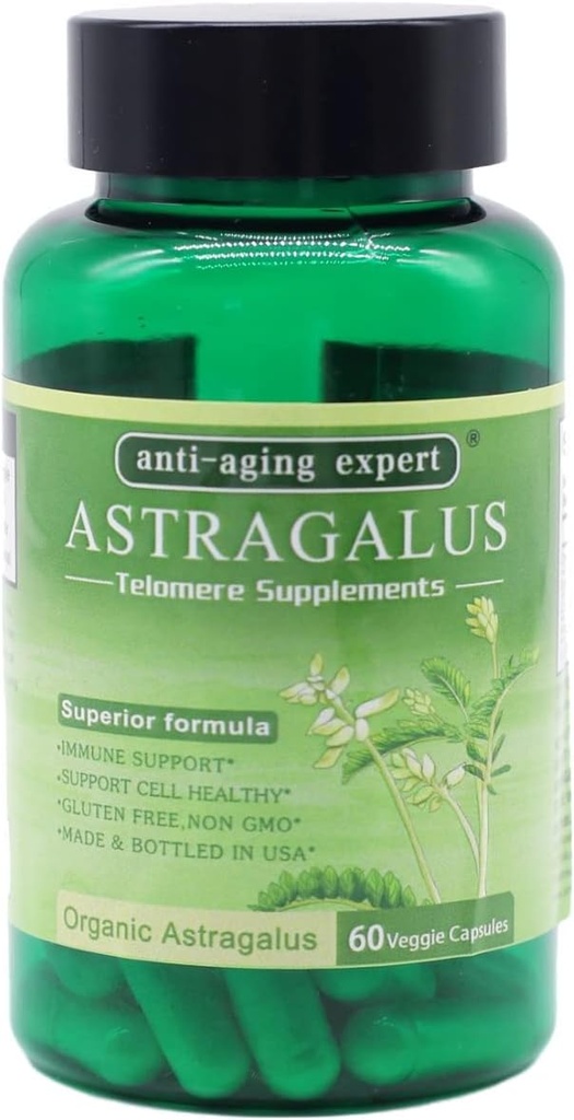 Astragalus 뿌리 유기 추출물 650mg, Schisandra Berries, Ligustrum Berry, 80% 미국 인삼, 면역 체계 산화 방지제 지원, 미국에서 만드는 건강한 노후화