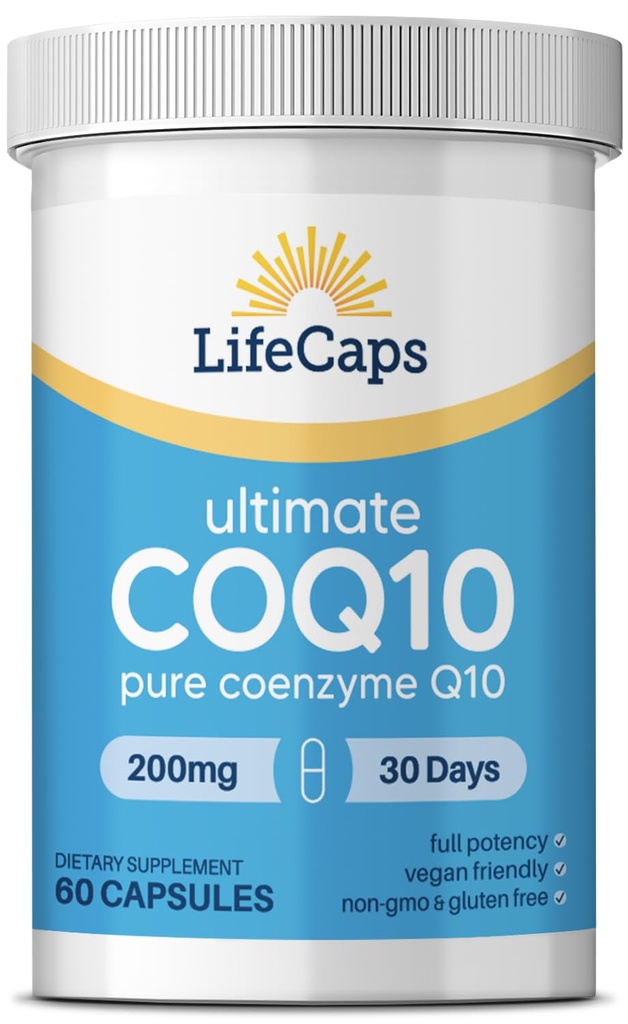 LifeCaps CoQ10 200mg - 궁극적인 CoQ10 - 매우 높은 흡수 Q10 보충교재 - 60 조사