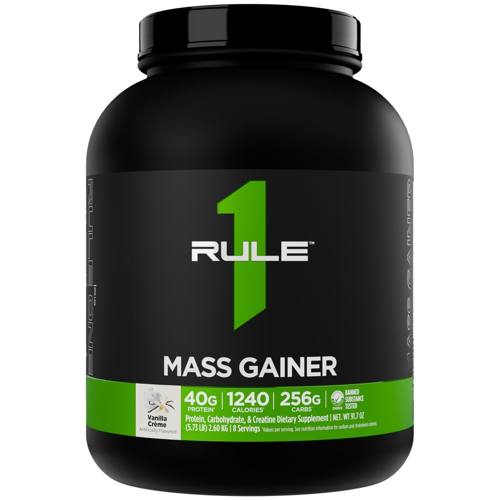 규칙 1 질량 게인 - 1,220 + 칼로리, 250g + 컴플렉스 카브 혼합, 40g All-Whey Protein Per 서빙 (8 서빙, 바닐라 크림)