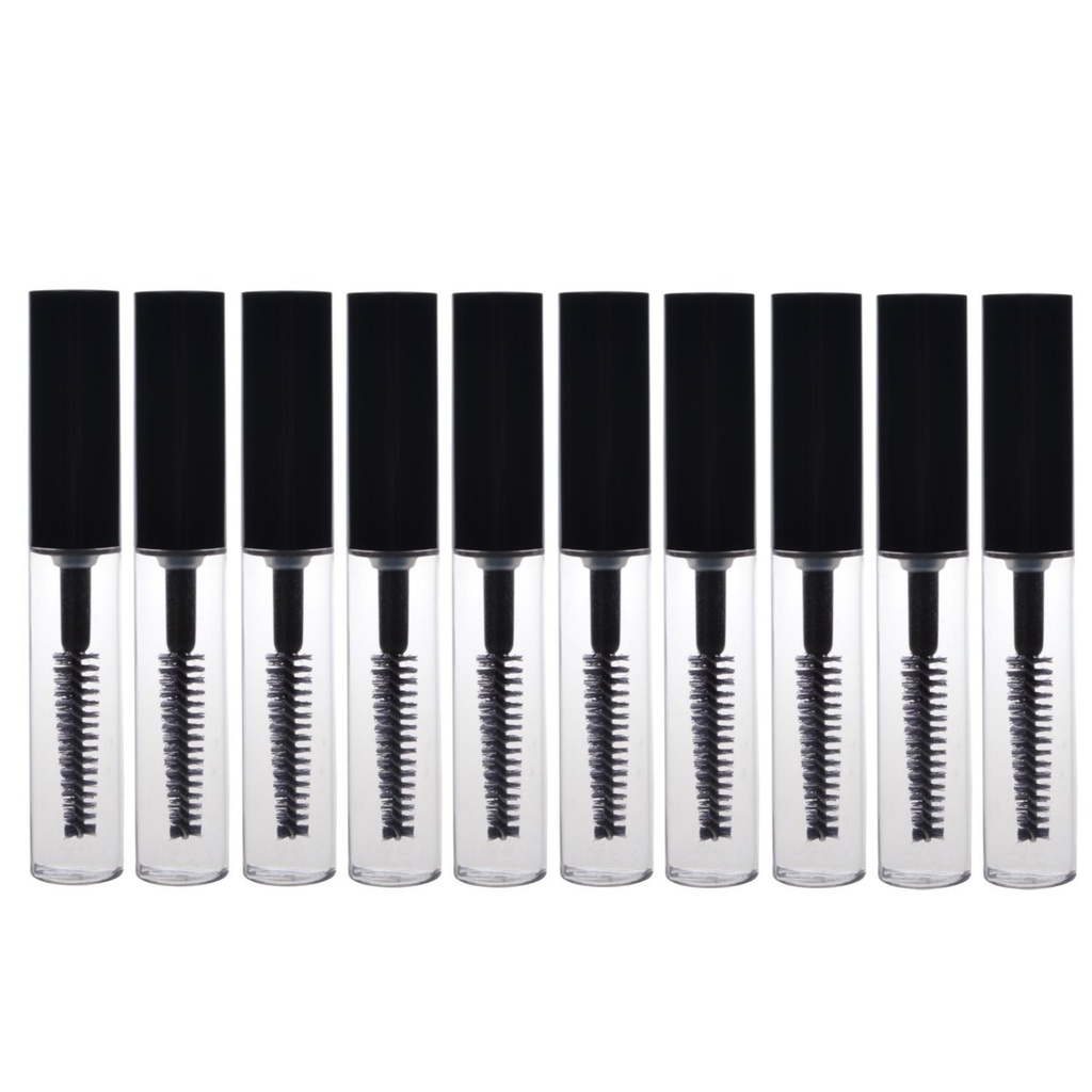 AKOAK 10는 4ml 투명한 재사용할 수 있는 빈 병 관 콘테이너 메이크업 작은 유리병 가정과 여행을 위한 솔을 가진 눈썹 성장 기름/Mascara를 위한 화장용 공구를 포장합니다