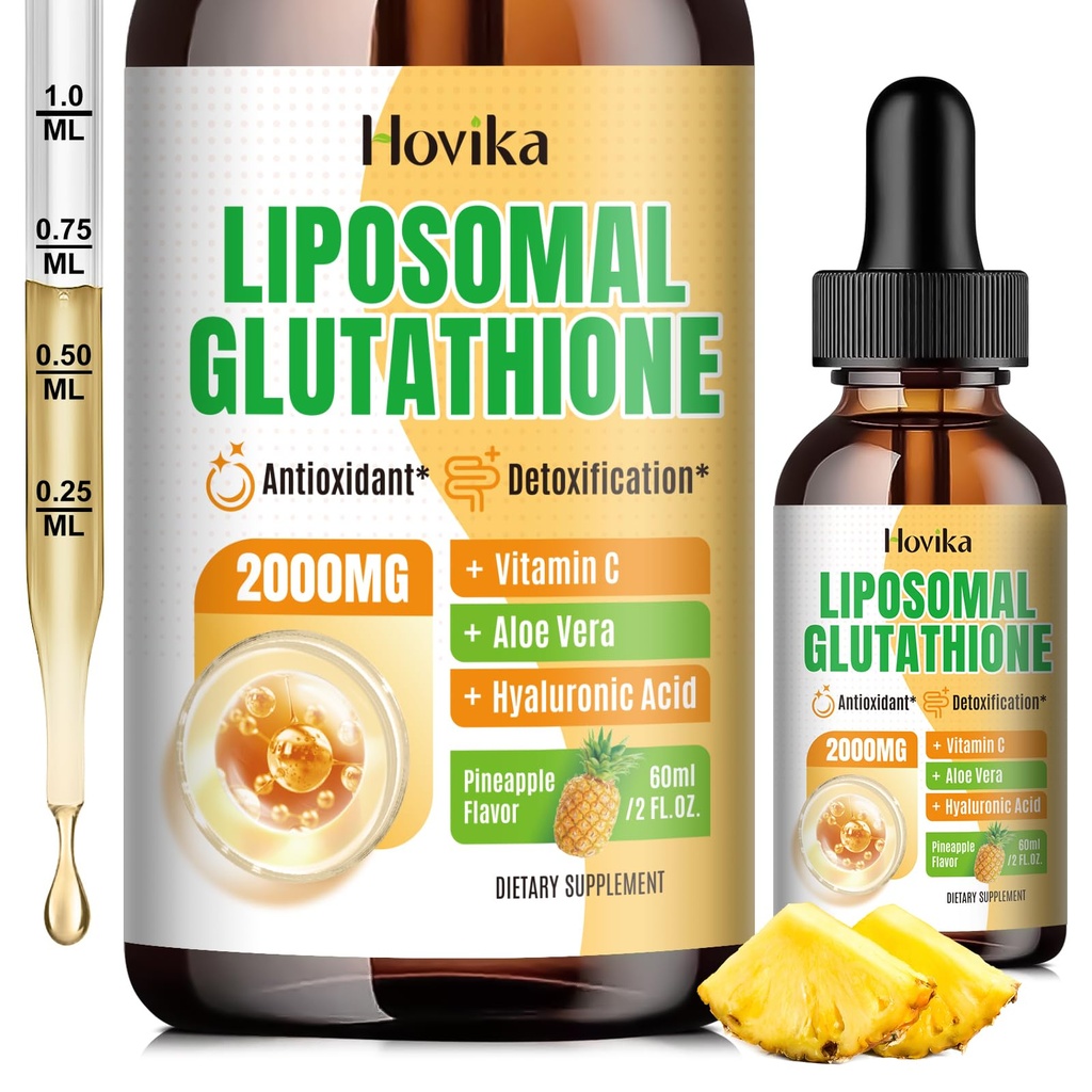 Liposomal 글루타티온 보충교재 2000mg의 비타민 C를 가진 액체 글루타티온 하락, Immune 체계를 위한 주된 산화 방지제, 시효 방어, 피부 건강, 간결 Detox -Superior 흡수, 파인애플 2 Fl Oz