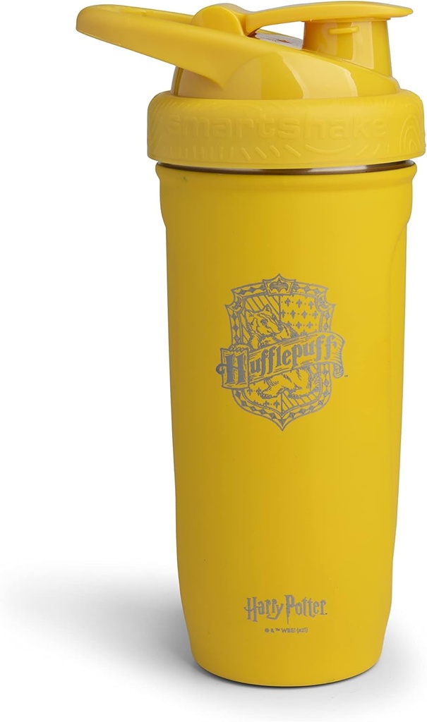 Smartshake Reforce 스테인레스 스틸 해리 포터 Hufflepuffs Shaker 병 (900 ML /30oz) | 소프트 뚜껑이있는 경량 저항 스포츠 셰이커 병 | 누출 방지, BPA 무료 및 DEHP 무료