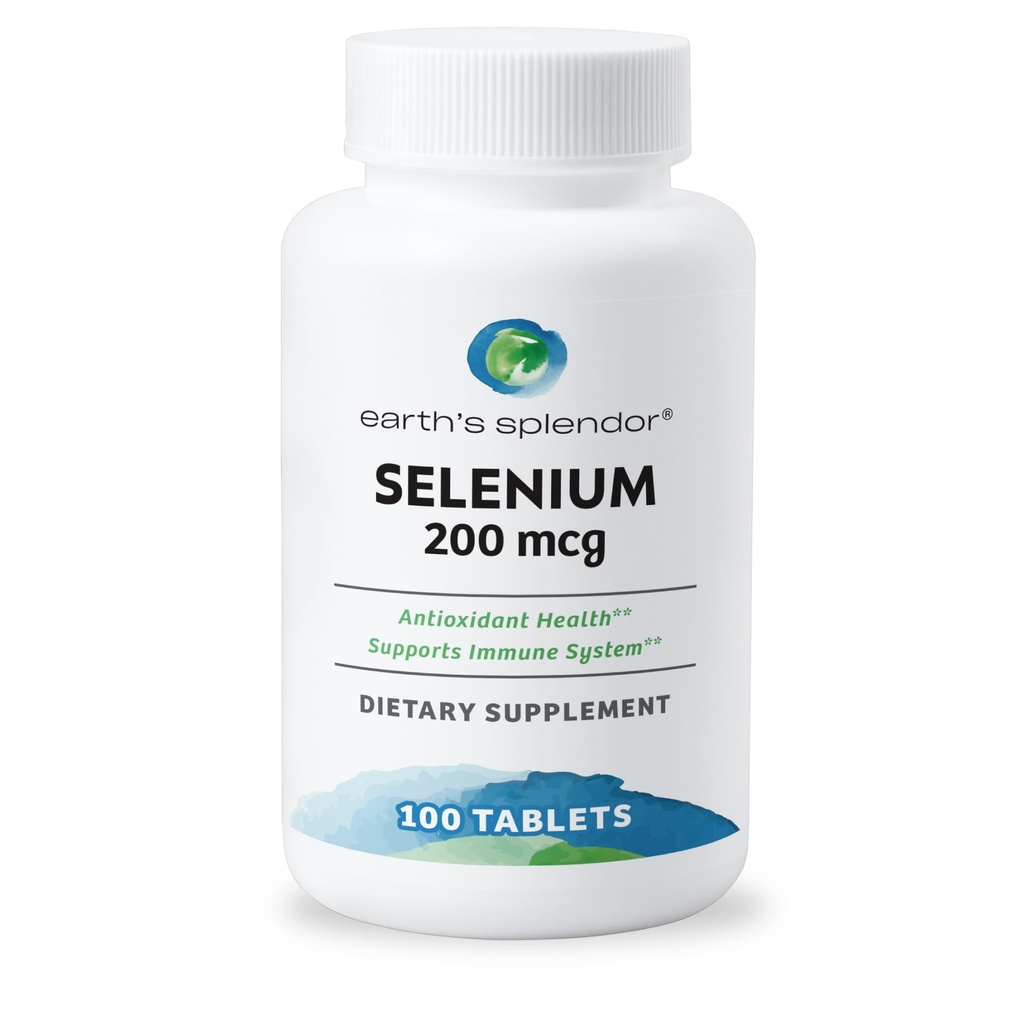 지구의 Splendor Selenium 남자 & 여자를 위한 200 mcg 보충교재, 지원 산화 방지제 건강 및 면역 체계 (100의 정제, 3+ 달 공급)