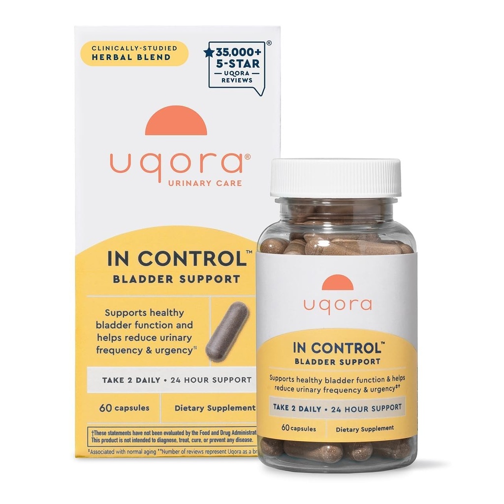 제어 블레이더 지원의 Uqora - Urinary Comfort에 대한 일일 블레이더 케어 및 지원 - 말테일 & Spicebush와 같은 식물로 만든 - 글루텐 프리 & 채식 - 60 캡슐