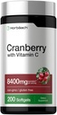 Horbäach Cranberry Pills for Women and Men | 8400mg | 200 Softgel | 비타민 C가있는 보충 교재 | 비 GMO, 글루텐 무료