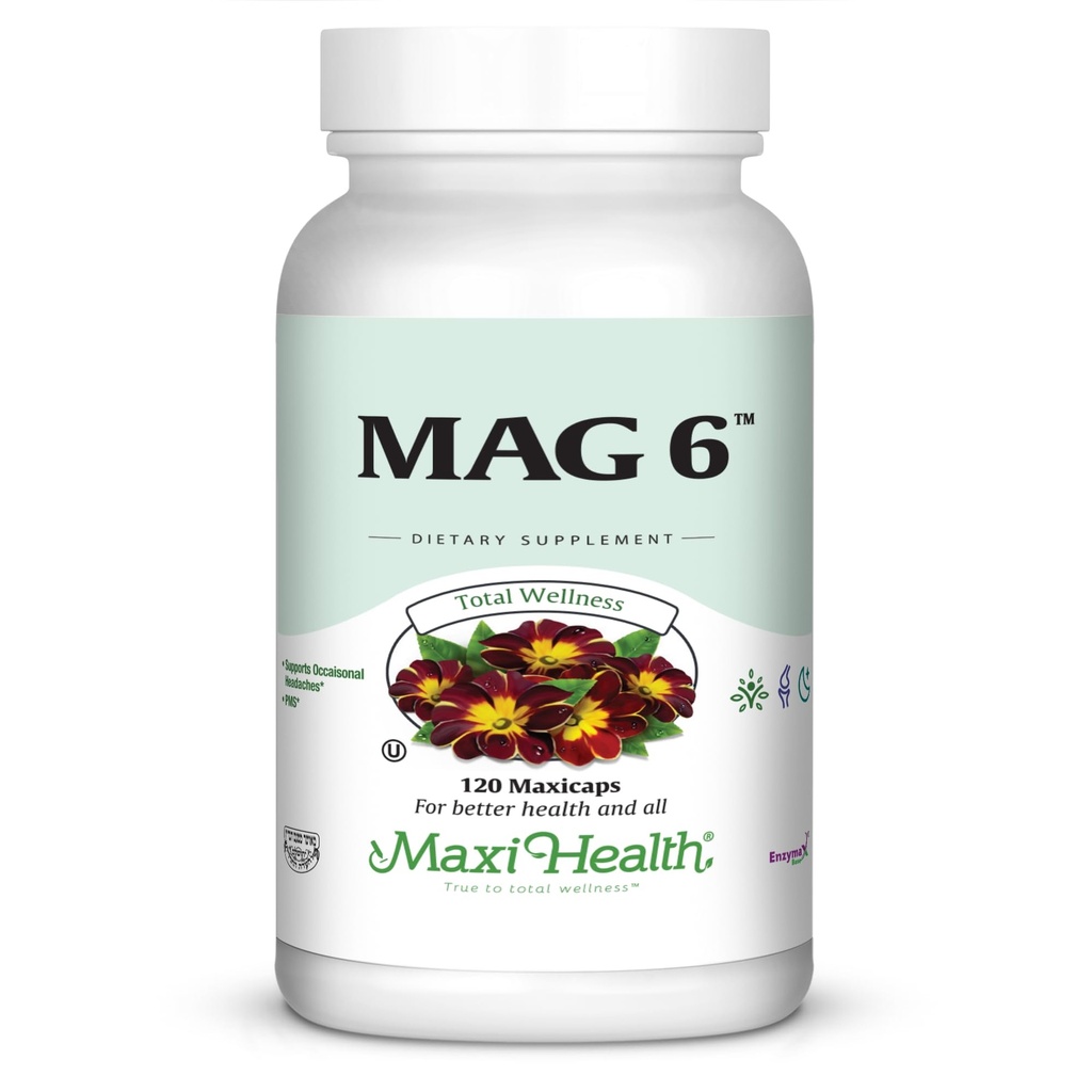Maxi 건강 MAG 6 - 비타민 B6 - 편두통, 근육 크림프, Kidney Stone Support - Magnesium Supplement for Women & Men - 120 캡슐 - 코셔