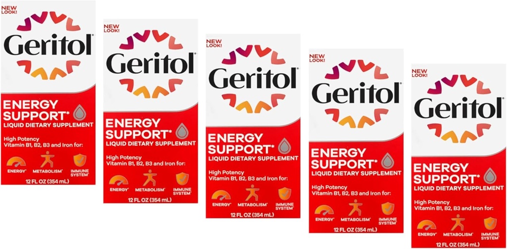 Geritol 액체 보충교재, B 비타민 & 철 12 액체 Ounce (포장 5)