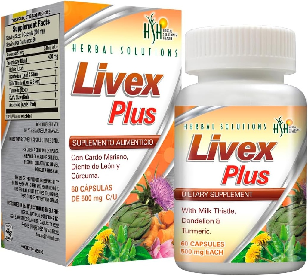 Liver clease를 위한 초본 해결책 Livex 플러스 자연적인 보충교재. Liver Detox 및 Digestive Health를 개선하는 데 도움이됩니다.